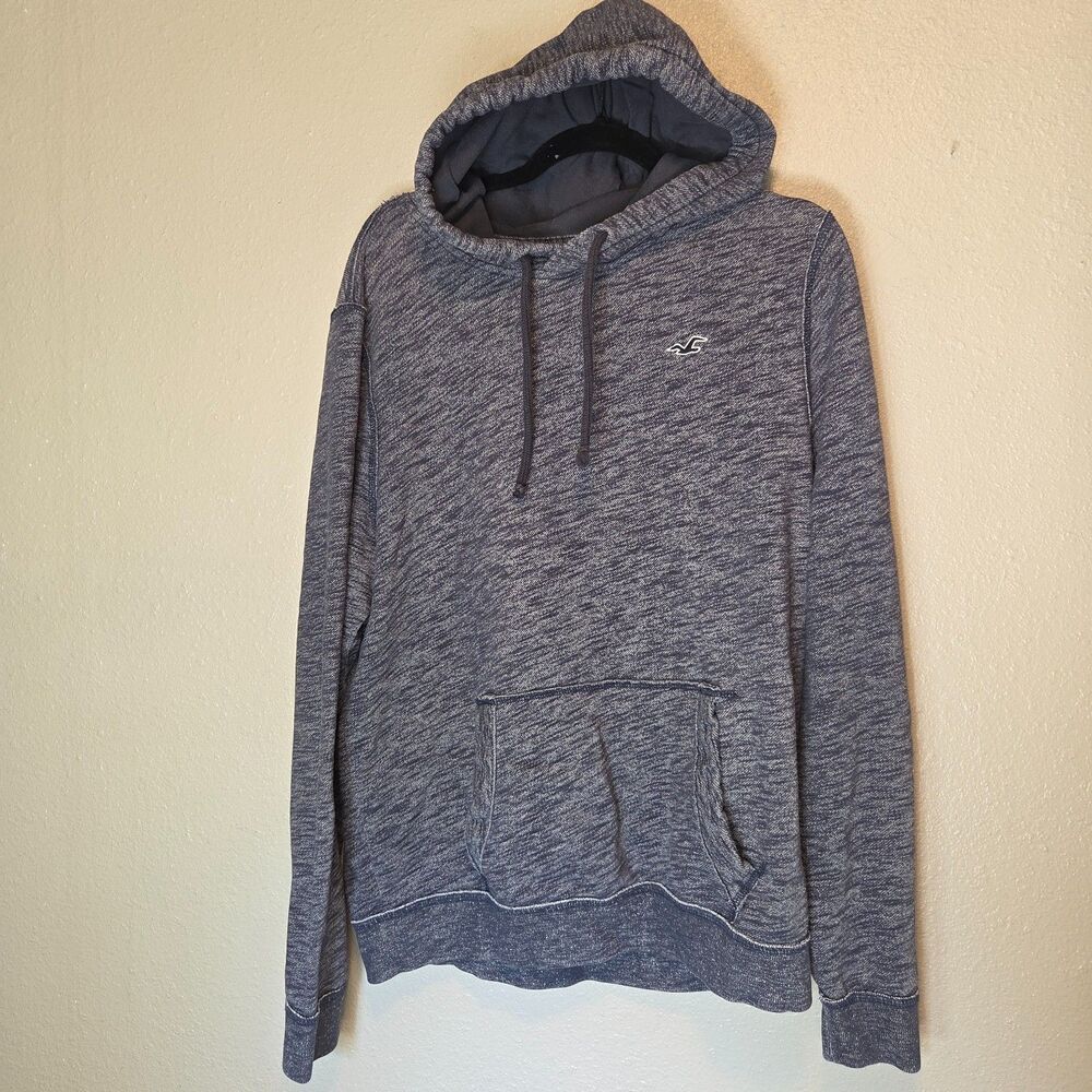 Hollister Charcoal Grey Heather Knit Pullover Hoodie Sweater XL